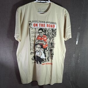 Out of Print Clothing Jack Kerouac On The Road Literary Tan Graphic Tee NWOT L
